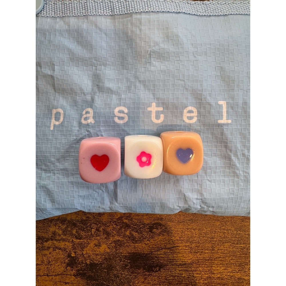 Cj Hendry Pastel Beads Set of 3 Heart Flower Cube Limited Edition Art Merch